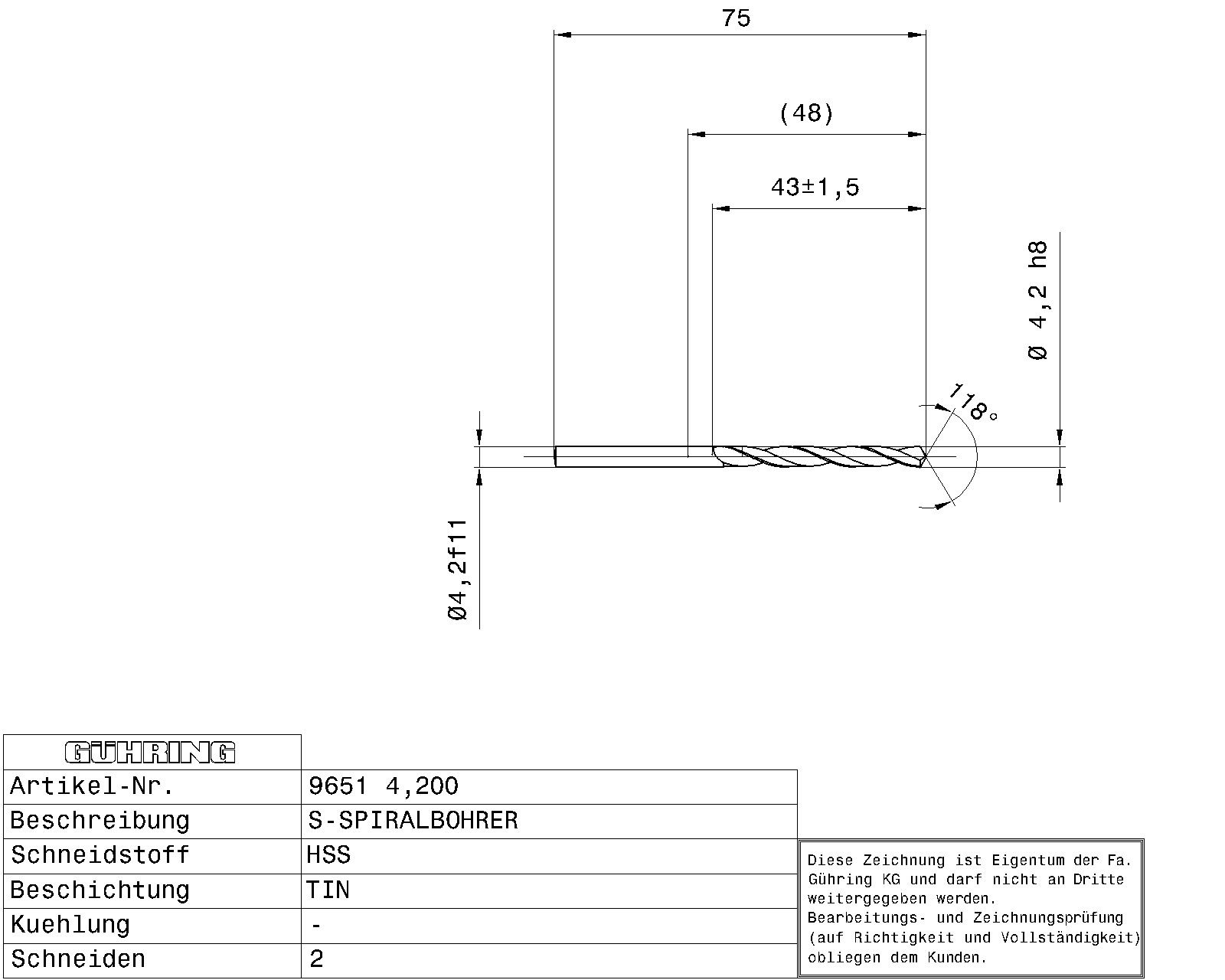 Guhring HSS Tip Coated Drill - Image 2