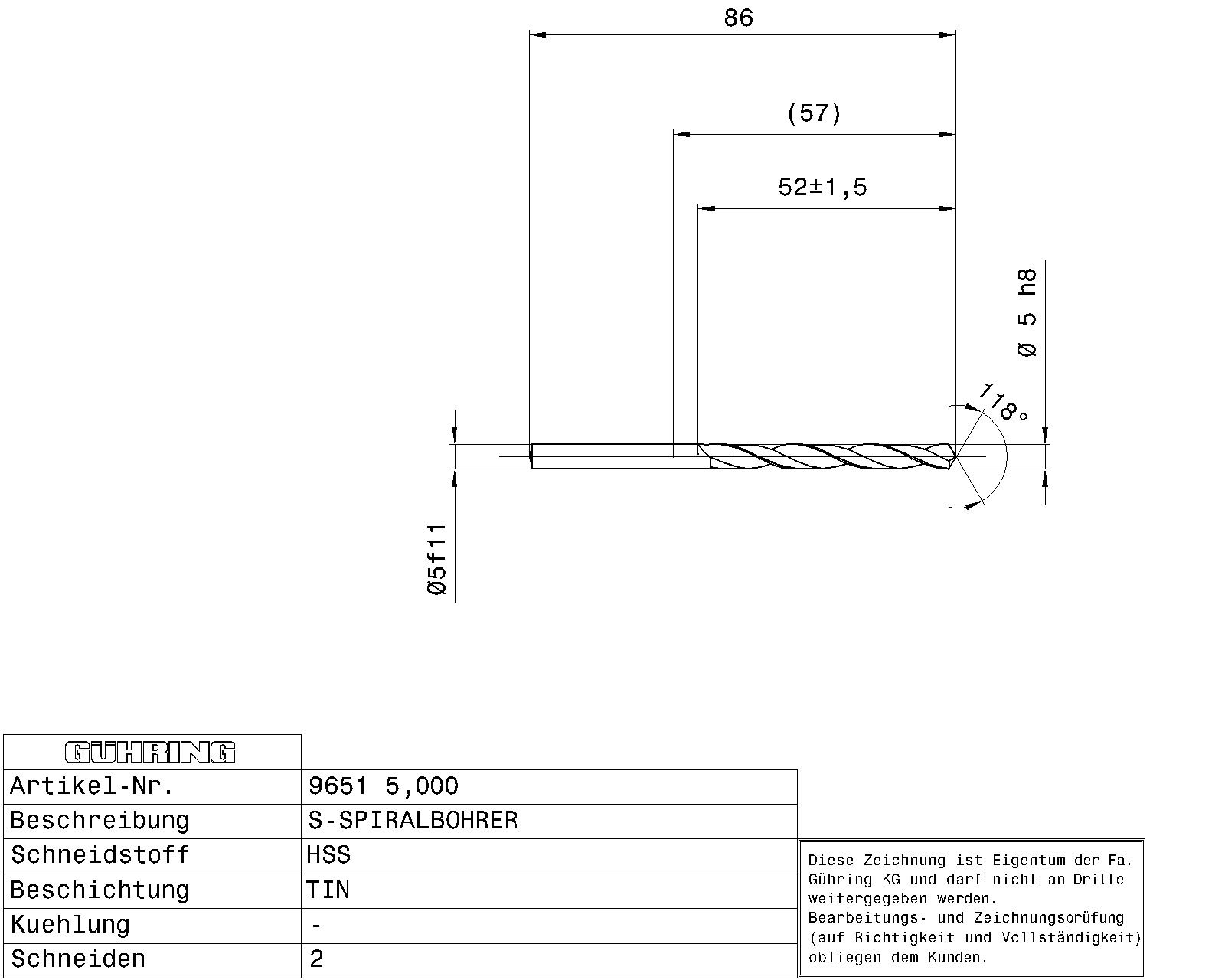 Guhring HSS Tip Coated Drill - Image 2