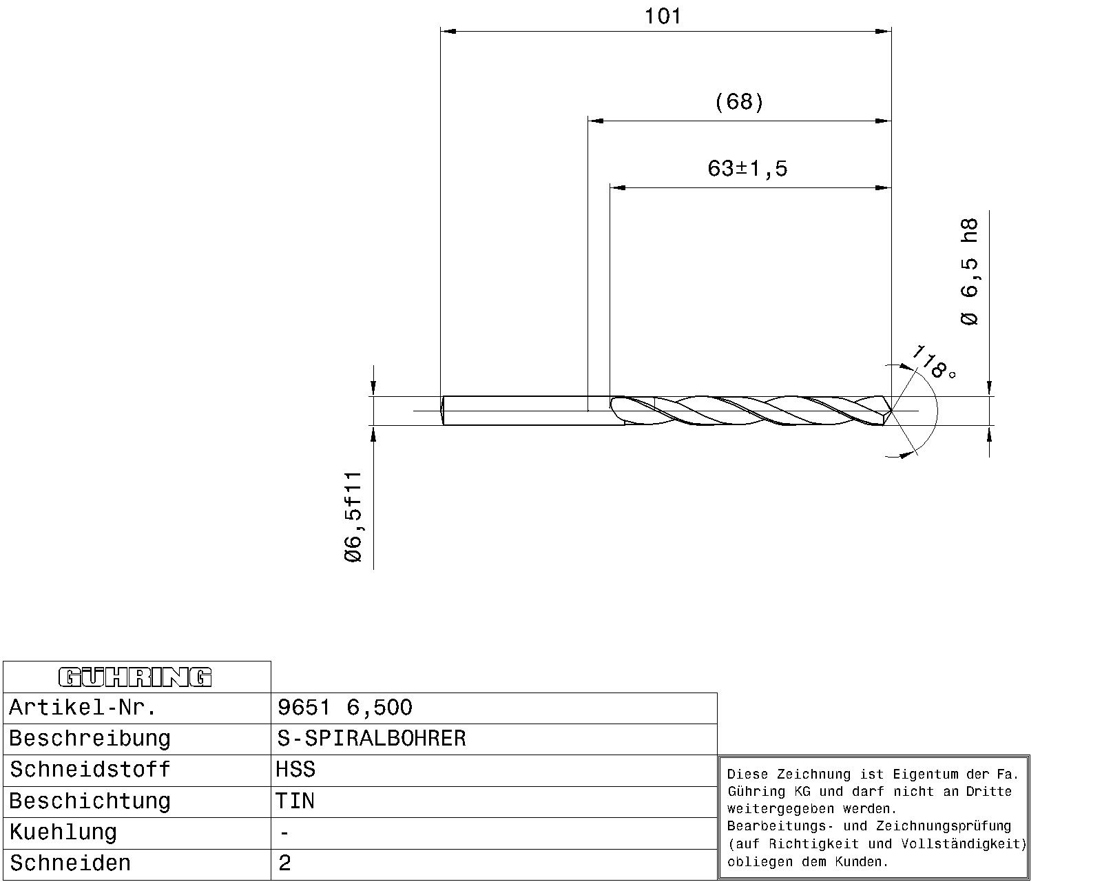 Guhring HSS Tip Coated Drill - Image 2
