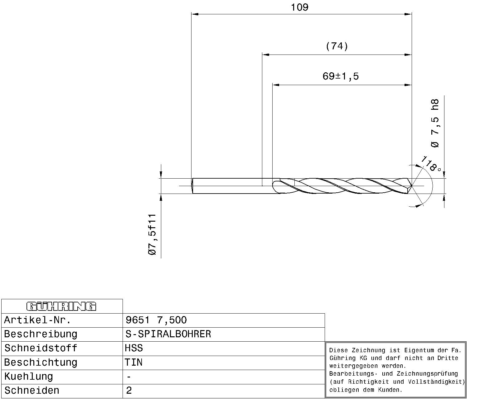 Guhring HSS Tip Coated Drill - Image 2
