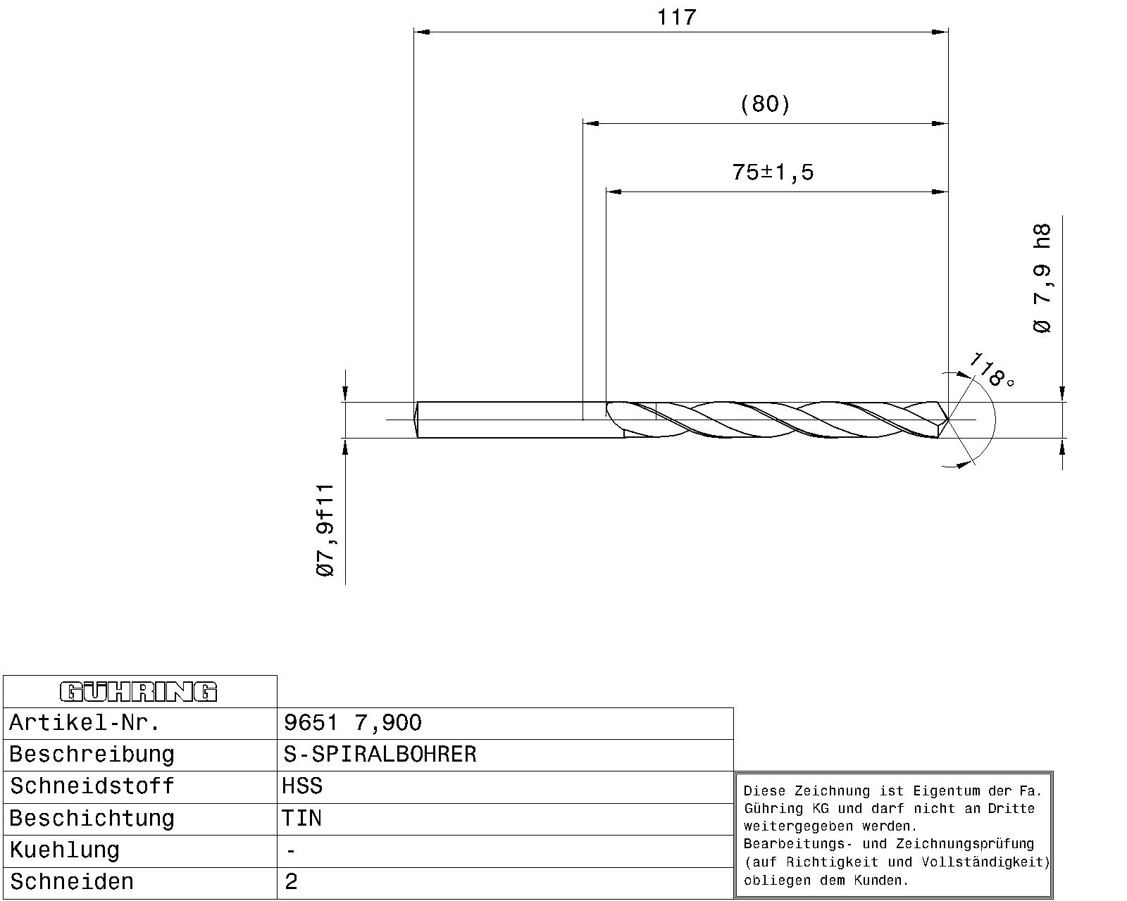 Guhring HSS Tip Coated Drill - Image 2