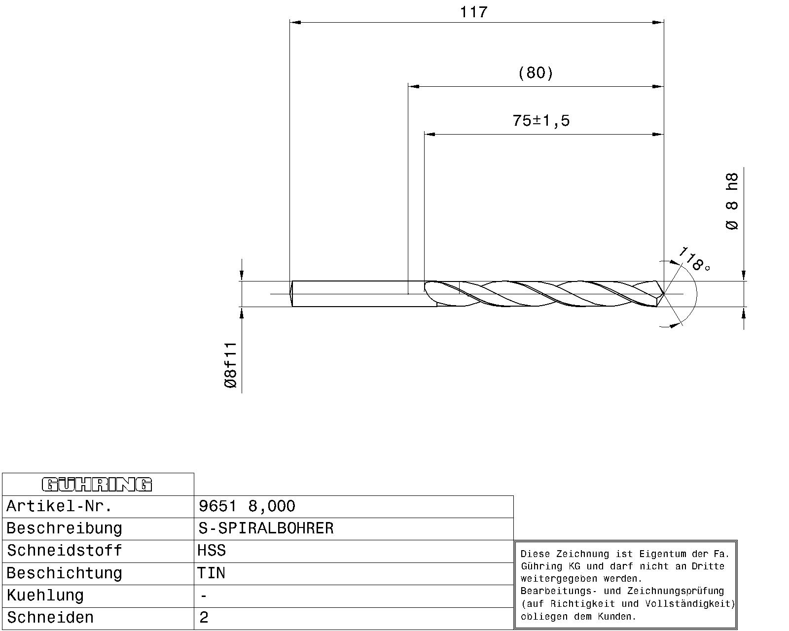 Guhring HSS Tip Coated Drill - Image 2