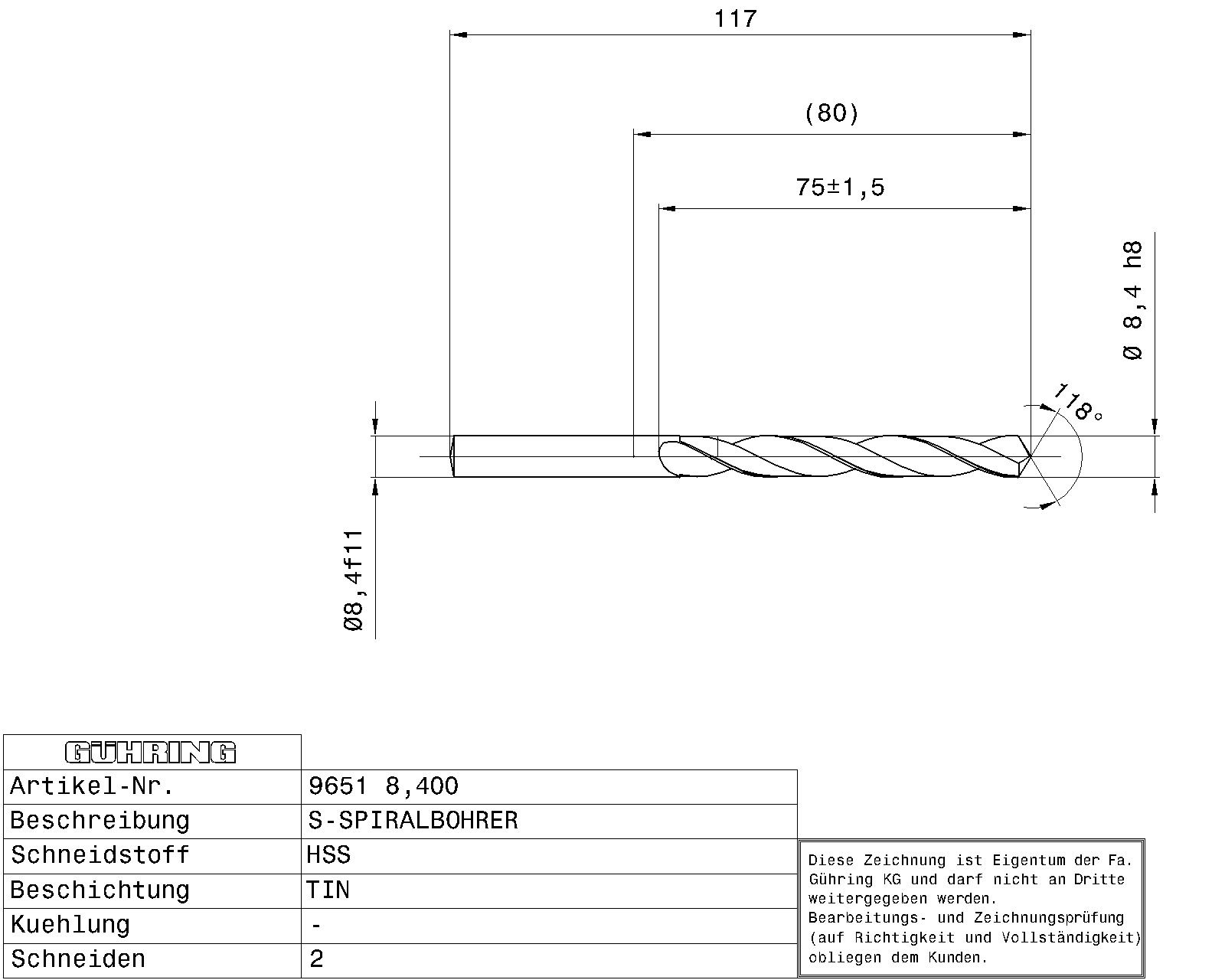 Guhring HSS Tip Coated Drill - Image 2