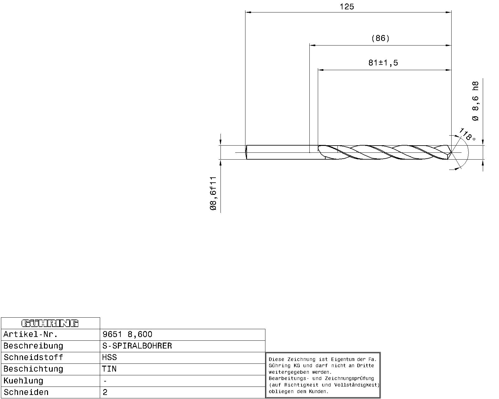 Guhring HSS Tip Coated Drill - Image 2