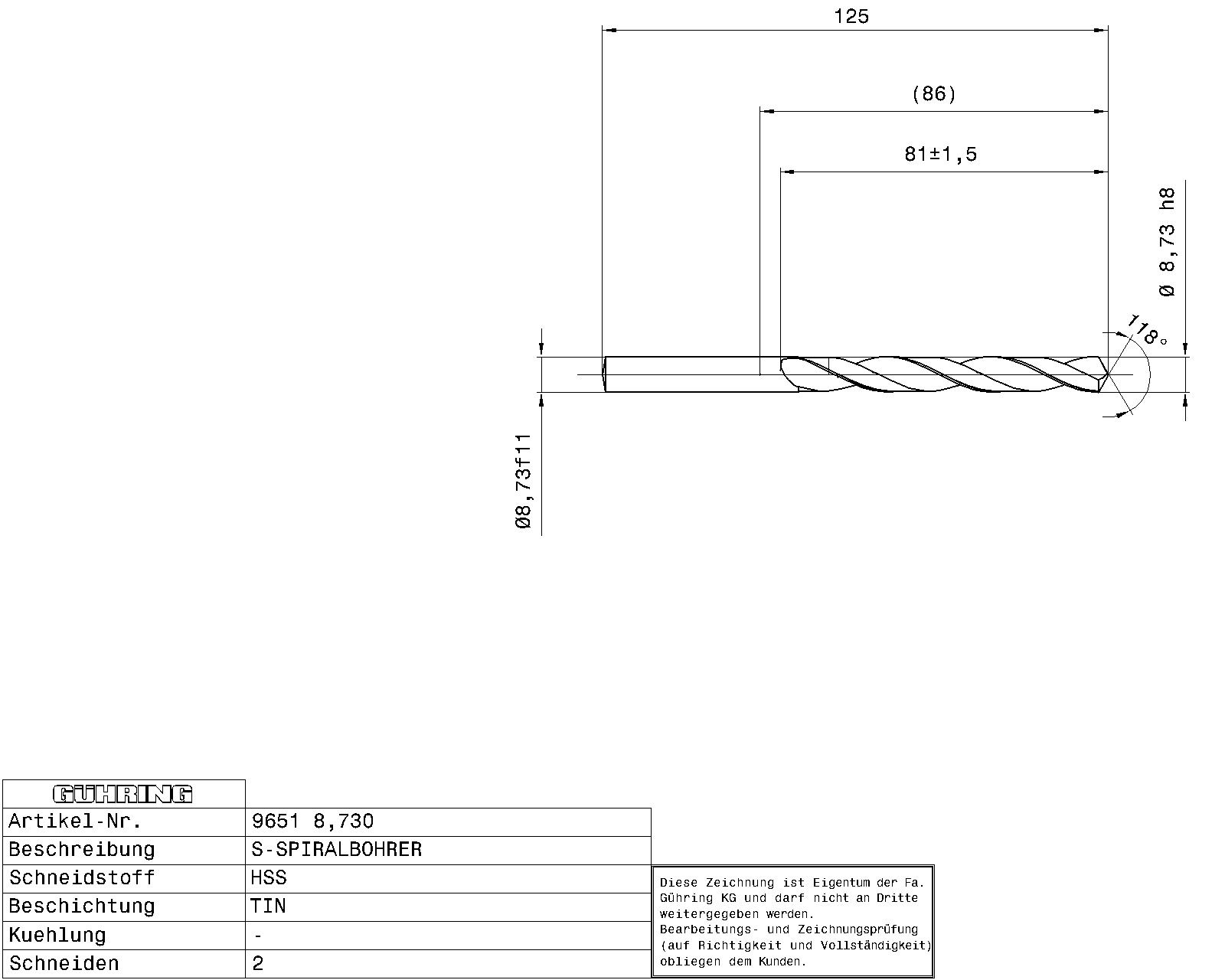 Guhring HSS Tip Coated Drill 11/32" - Image 2