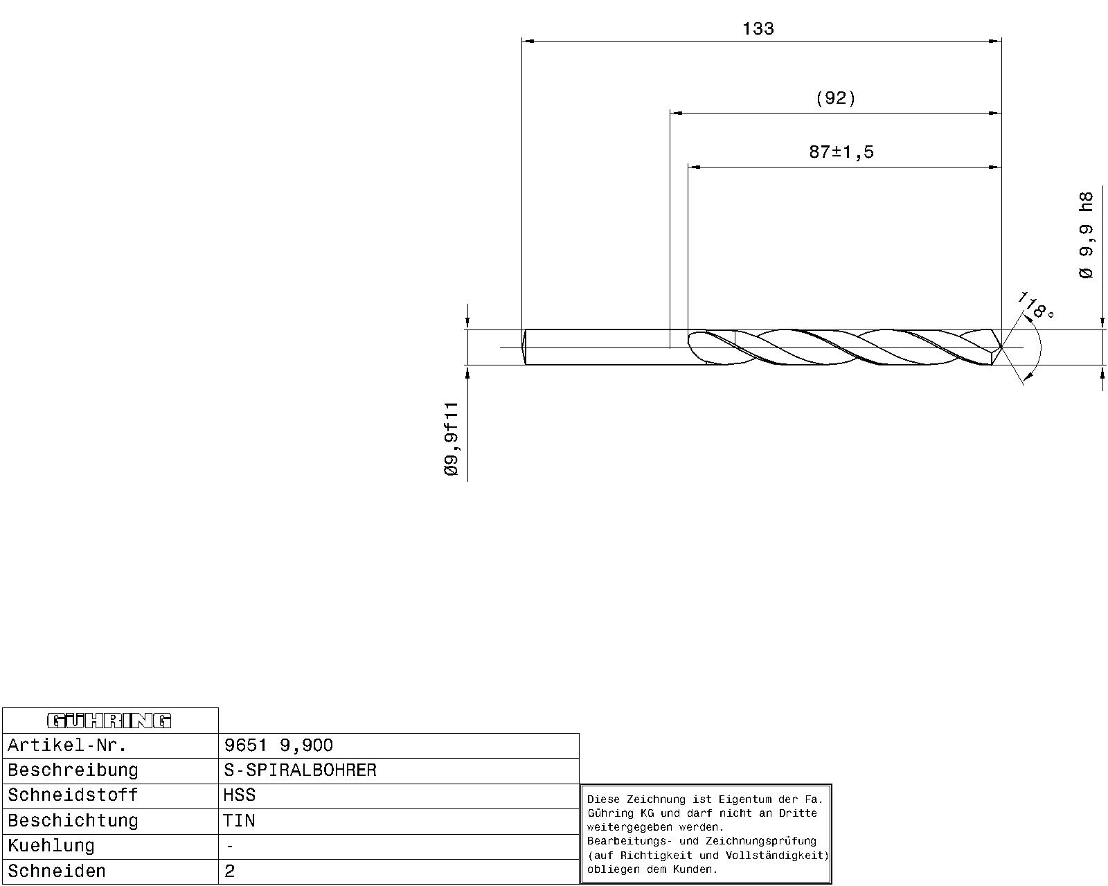 Guhring HSS Tip Coated Drill - Image 2