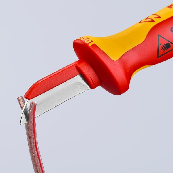 KNIPEX 1000V CABLE KNIFE 190MM CARDED - Image 4