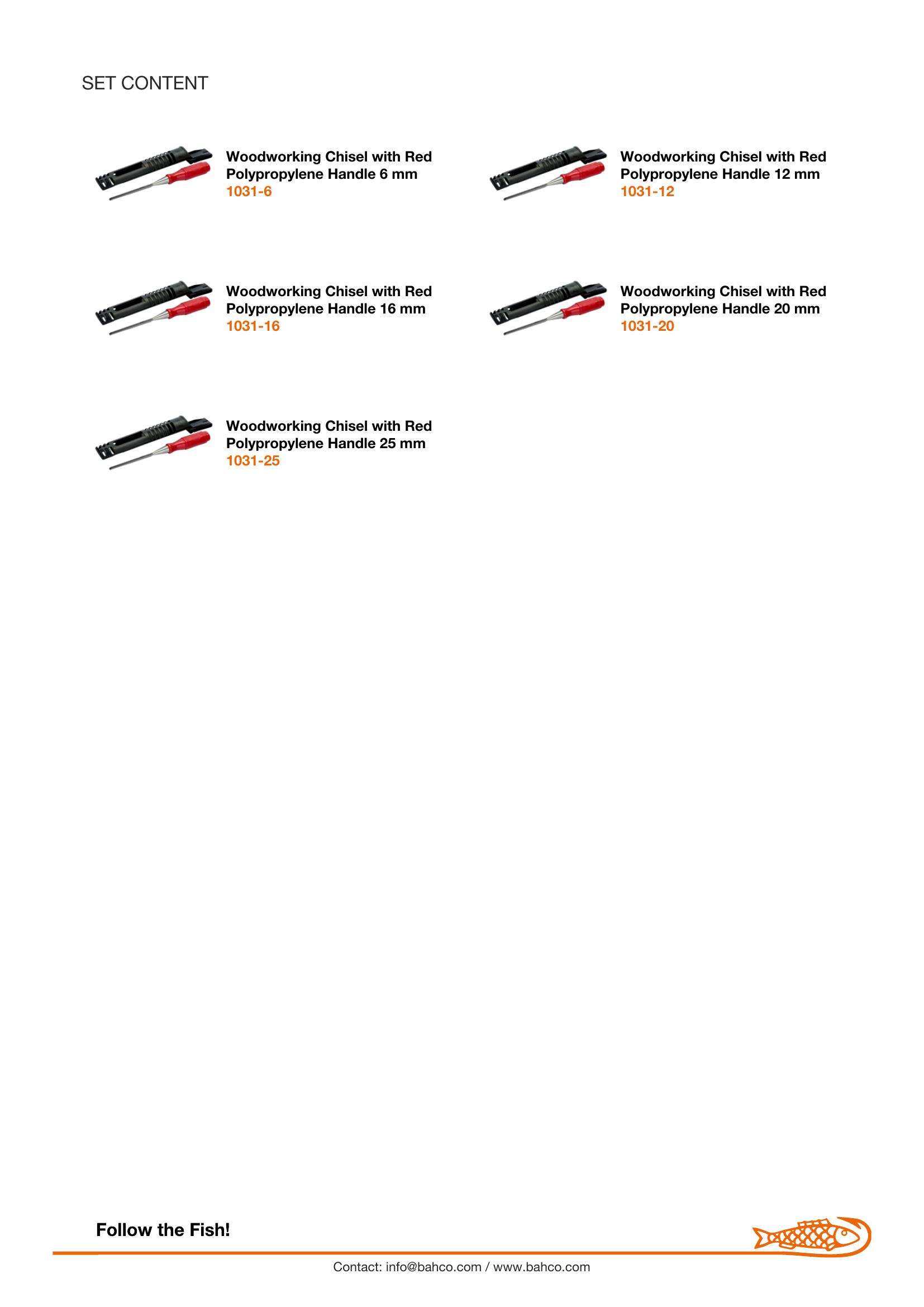 Bahco Chisel Set with Polypropylene Handle - 5 Piece - 6, 12, 16, 20 And 25mm - Image 5