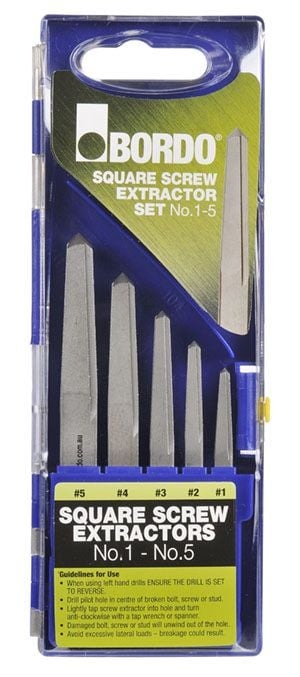 Bordo Square Screw Extractor 5 Piece Set Nos 1-5