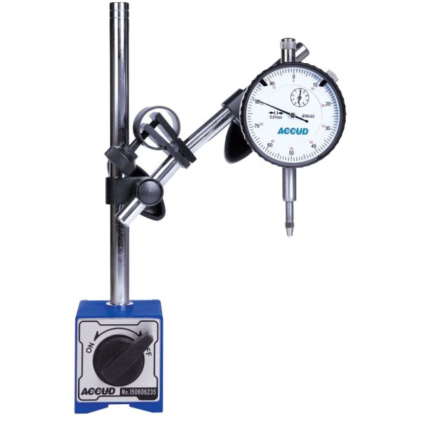 Accud - 10mm Dial Indicator & Magnetic Stand with Fine Adjustment