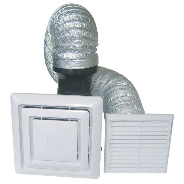 AIRWARE - HEADER BOX FAN WITH 100mm SIDE OUTLET C/W 3m DUCT & GRILLE