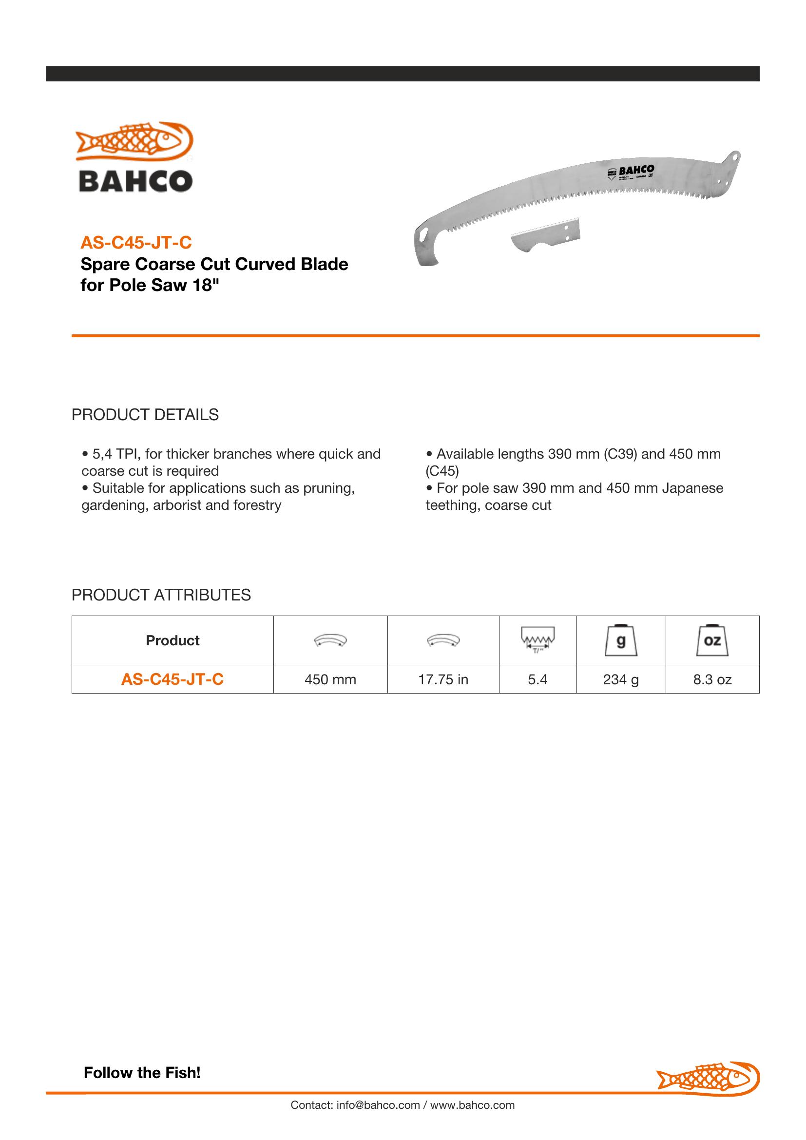 Bahco Spare Coarse Cut Curved Blade for Pole Saw 18" - Image 6