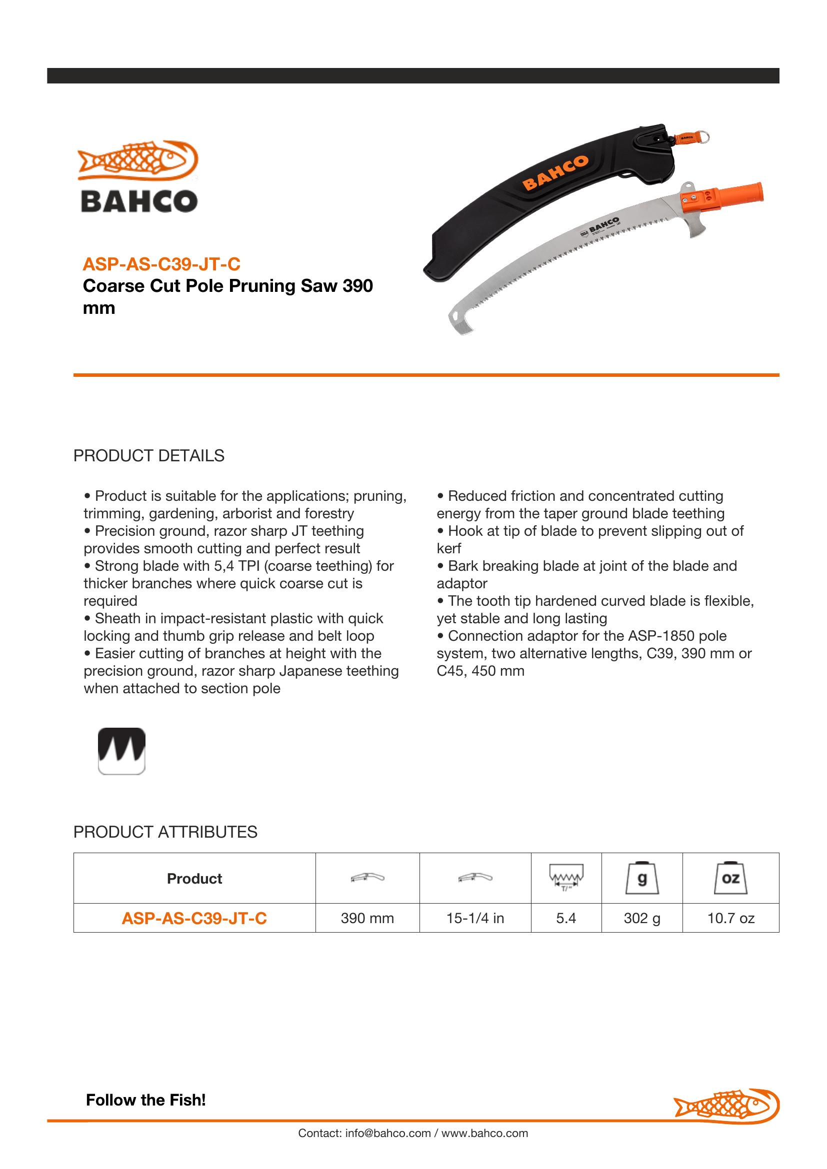 Bahco Coarse Cut Pole Pruning Saw 450 mm - Image 6