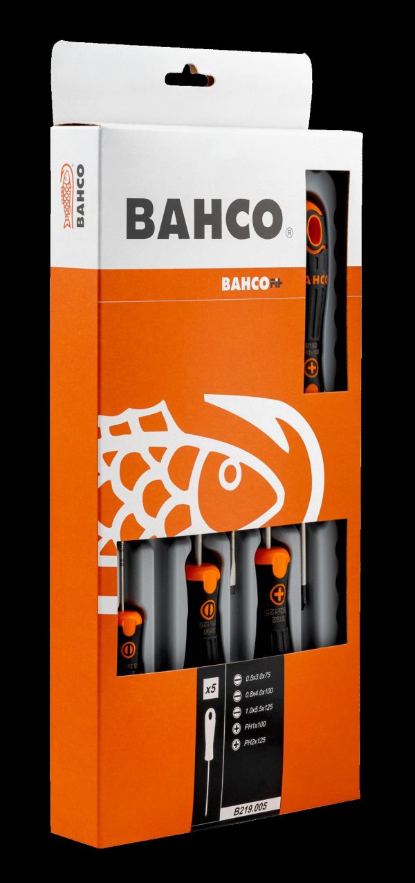 Bahco 5 pce screwdriver set - 3 x Slotted - 3.0 x 75, 4.0 x 100, 5.5 x 125, 2 x Phillips PH1 x 100, PH2 x 125 - BahcoFit - Image 3