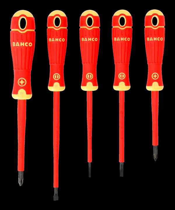 Bahco 5 pce 1000v screwdriver set - 3 x Slotted - 3.5 x 100, 4 x 100, 5.5 x 125, 2 x Phillips - PH 1 x 80 , PH 2 x 100 - BahcoFit - Image 2