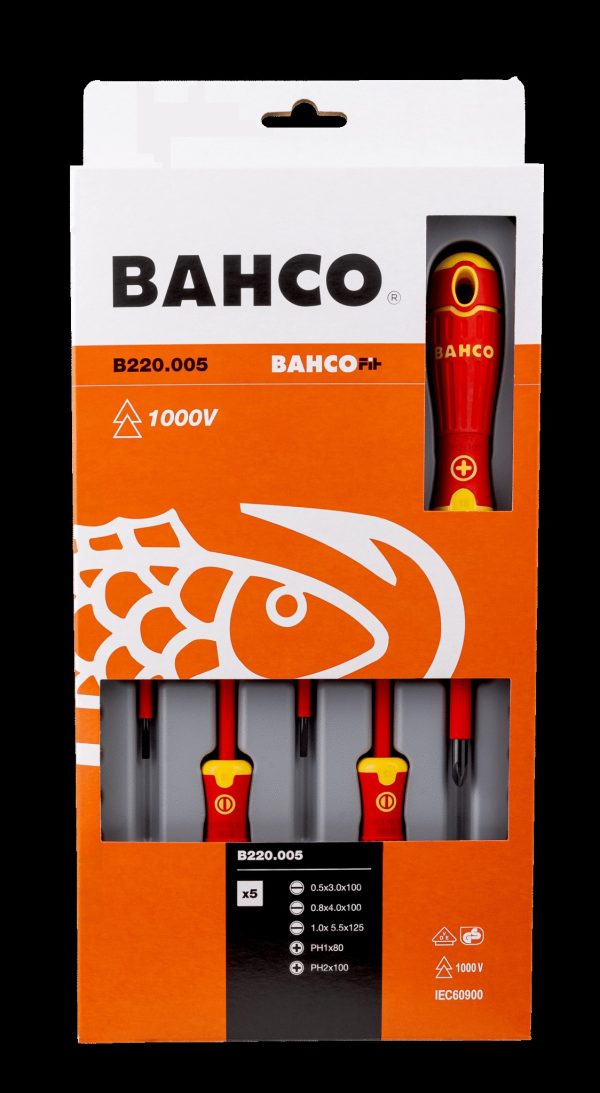 Bahco 5 pce 1000v screwdriver set - 3 x Slotted - 3.5 x 100, 4 x 100, 5.5 x 125, 2 x Phillips - PH 1 x 80 , PH 2 x 100 - BahcoFit - Image 3