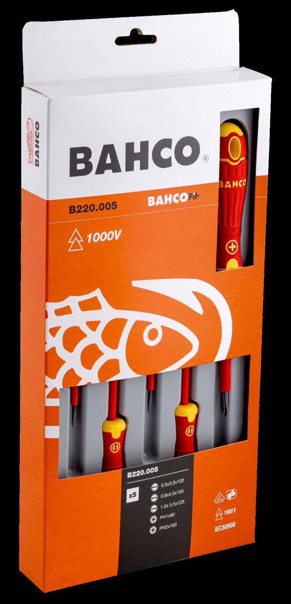Bahco 5 pce 1000v screwdriver set - 3 x Slotted - 3.5 x 100, 4 x 100, 5.5 x 125, 2 x Phillips - PH 1 x 80 , PH 2 x 100 - BahcoFit - Image 4
