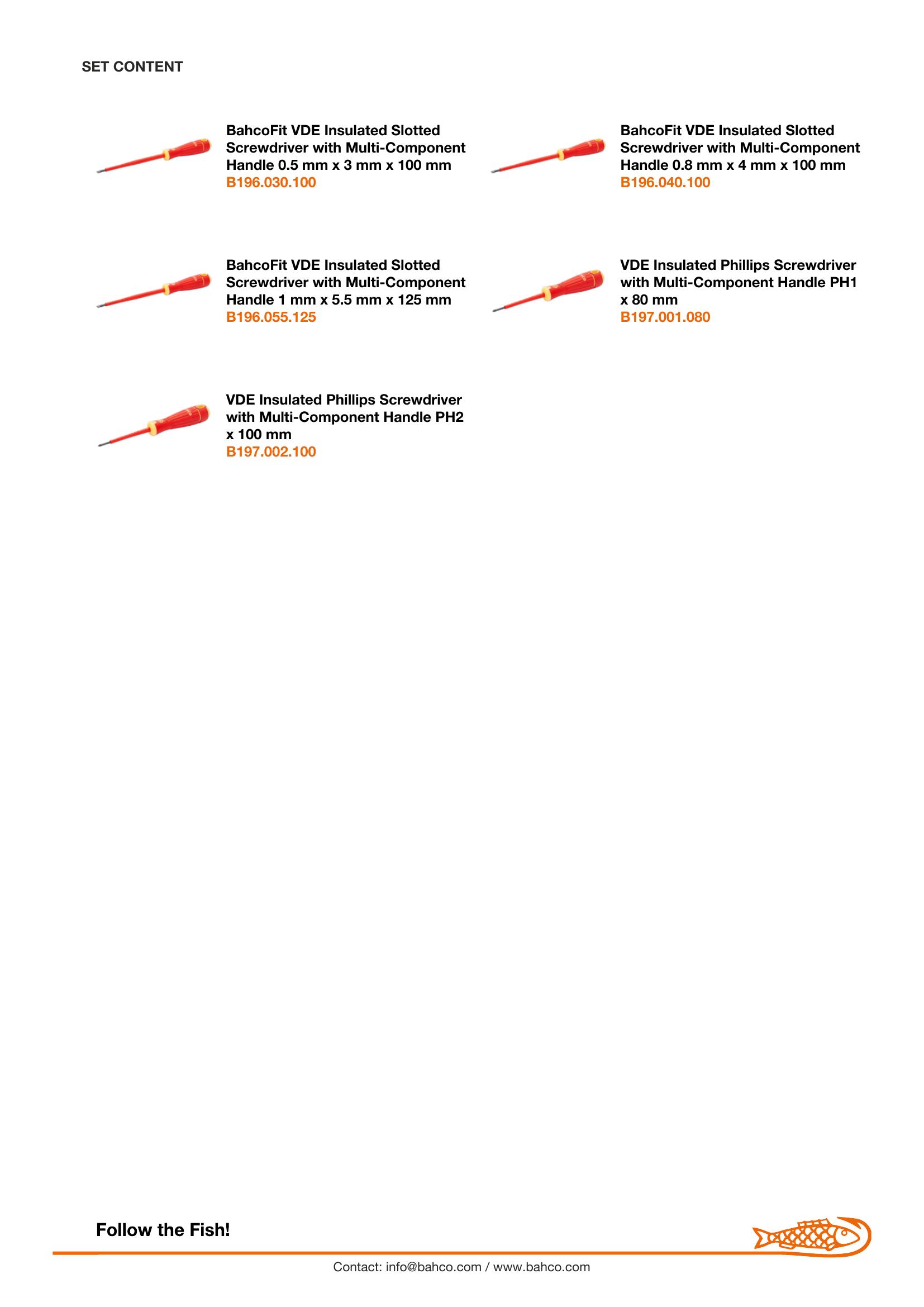 Bahco 5 pce 1000v screwdriver set - 3 x Slotted - 3.5 x 100, 4 x 100, 5.5 x 125, 2 x Phillips - PH 1 x 80 , PH 2 x 100 - BahcoFit - Image 6
