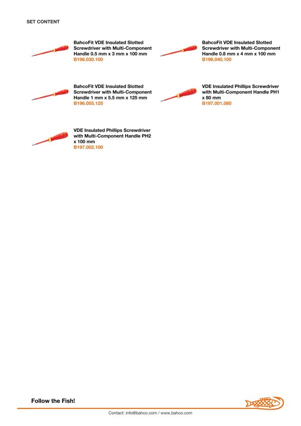 Bahco 5 pce 1000v screwdriver set - 3 x Slotted - 3.5 x 100, 4 x 100, 5.5 x 125, 2 x Phillips - PH 1 x 80 , PH 2 x 100 - BahcoFit - Image 6
