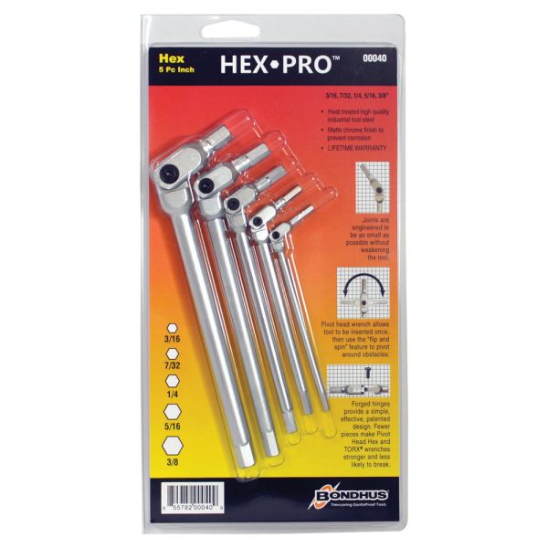BONDHUS SET 5 CHROME HEX-PRO WR 3/16-3/8" CLAM