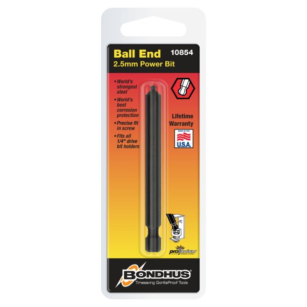 BONDHUS 2.5MM BALL END POWER BIT 3" (76MM)