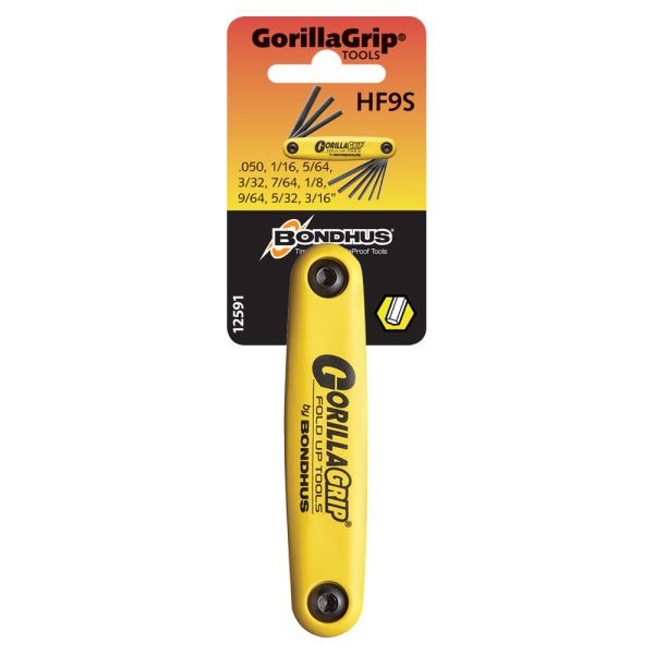 BONDHUS SET 9 HEX GORILLAGRIP FOLD UP .050-3/16"