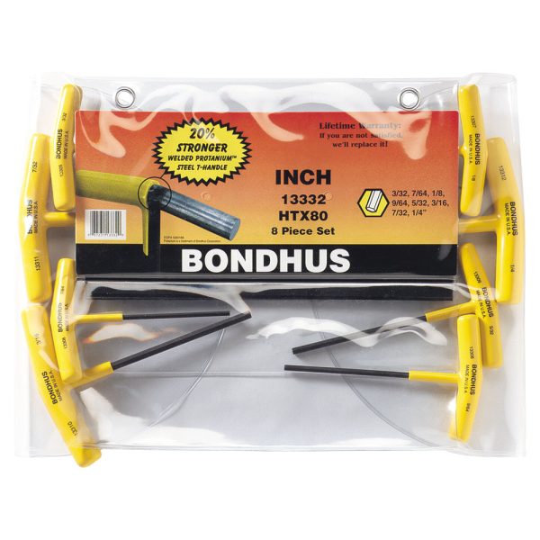 BONDHUS SET 8 HEX T-HDL GRAD 2-10MM POUCH