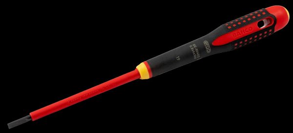 Bahco ERGO handled Screwdriver, insulated to 1000V, slotted head, 222mm blade, 100mm, tip 4.0mm