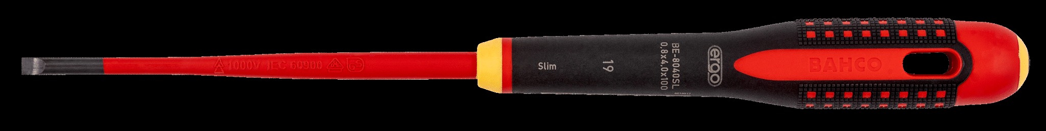 Bahco ERGO handled Slim Line 1000v insulated Screwdriver -Slotted 5.5mm tip, blade length 125mm - Image 2