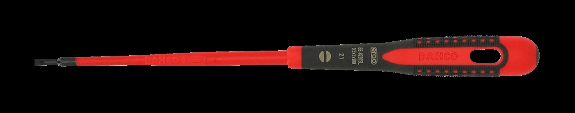 Bahco ERGO handled Slim Line 1000v insulated Screwdriver -Slotted 5.5mm tip, blade length 125mm - Image 3