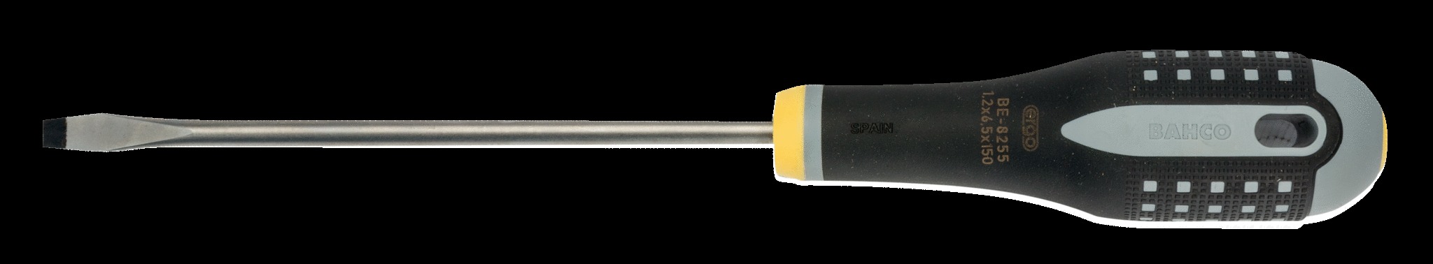 Bahco ERGO handled Screwdriver, slotted head, flat tip, 247mm, blade 125mm, tip 6.5mm - Image 2