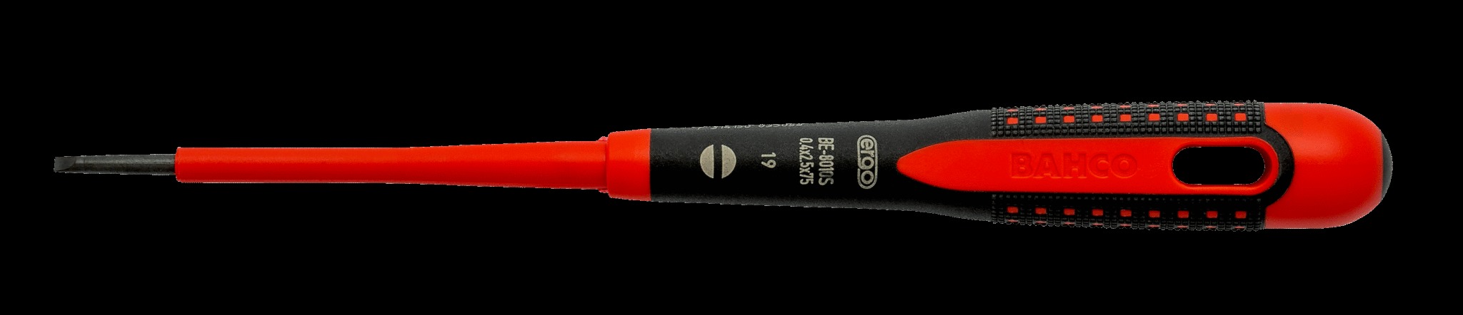 Bahco ERGO handled Screwdriver, insulated to 1000v, slotted, 222mm blade 100mm, 3.5mm tip - Image 4