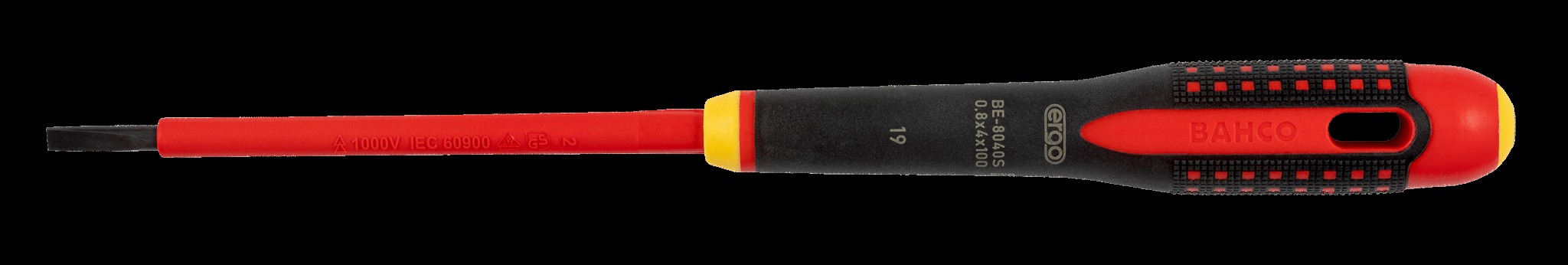 Bahco ERGO handled Screwdriver, insulated to 1000v, slotted, 272mm blade 150mm, 6.5mm tip - Image 2