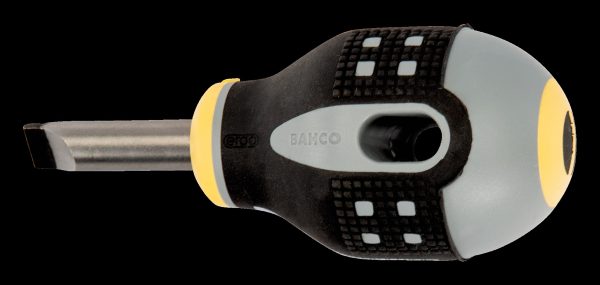 Bahco ERGO handled Screwdriver, slotted head, square shank, flat tip, 83mm, blade 25mm, tip 4mm. - Image 2