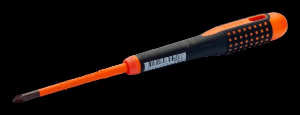 Bahco ERGO handled Slim Line 1000v insulated screwdriver - Combi Tip - Slotted 5mm / PH1, -blade length 80mm