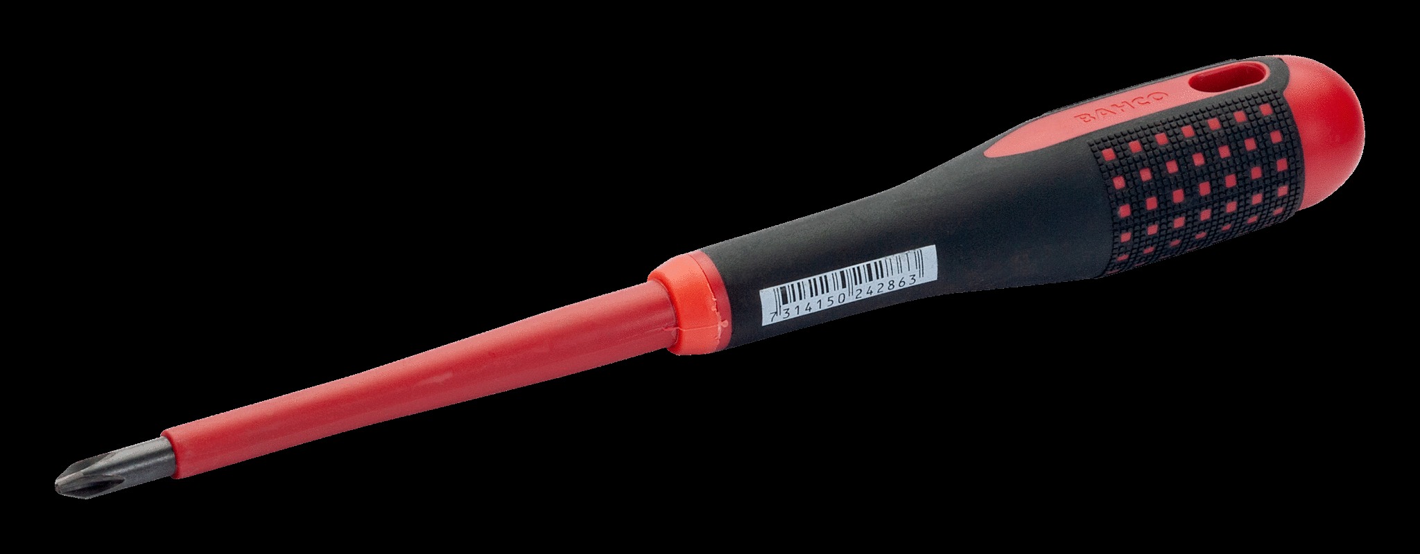 Bahco ERGO handled Screwdriver, insulated to 1000V, Philips head, 162mm blade 60mm, PH 0