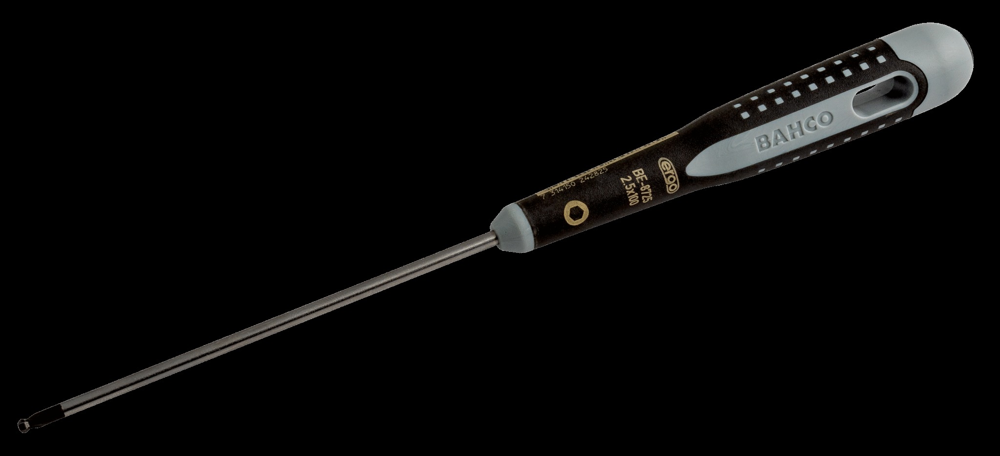 Bahco ERGO handled Screwdriver. Hexagon Ball End, 222mm, blade 100mm, 3mm tip - Image 3