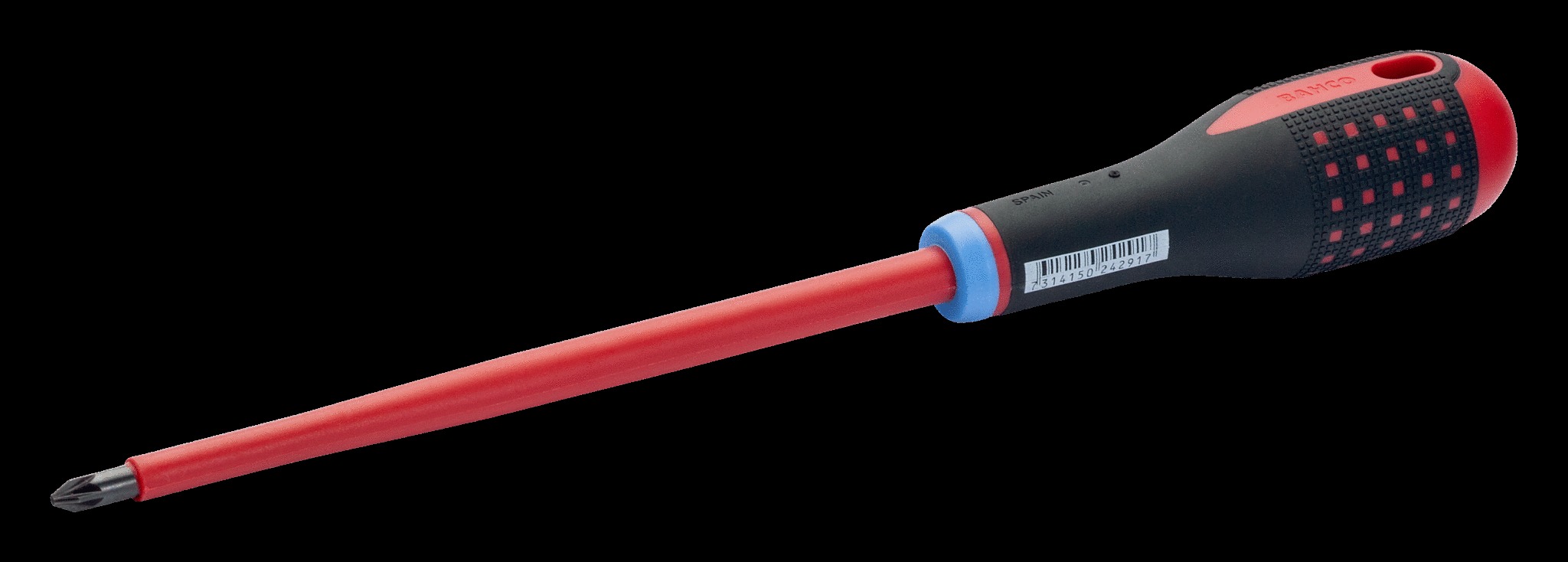 Bahco ERGO handled Screwdriver, insulated to 1000V, Pozidriv PZ0