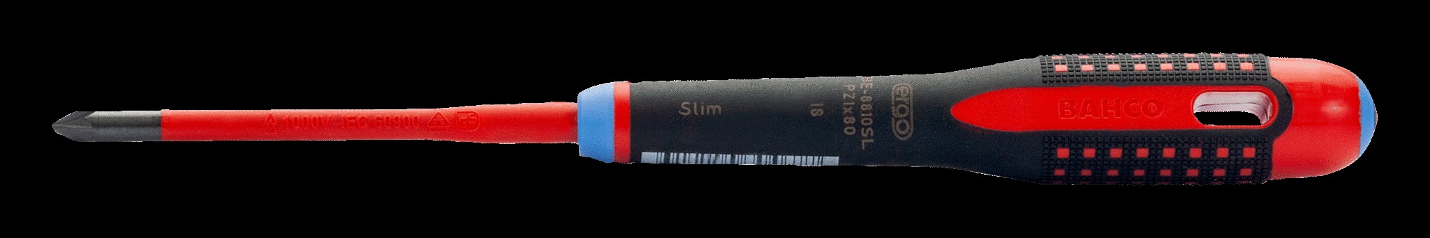 Bahco ERGO handled Slim Line 1000v insulated screwdriver - Pozidriv PZ1 -blade length 80mm - Image 2