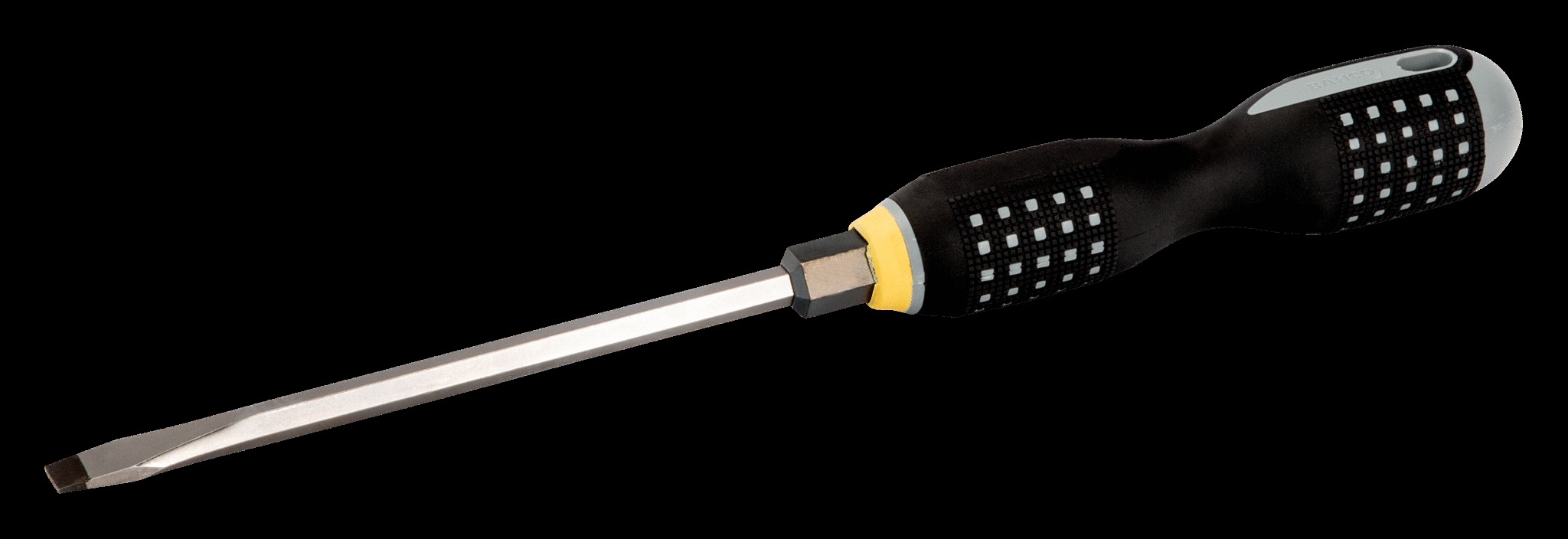 Bahco ERGO handled Screwdriver, slotted head, square shank, flat tip, 361mm, blade 200mm, tip 14.0mm.