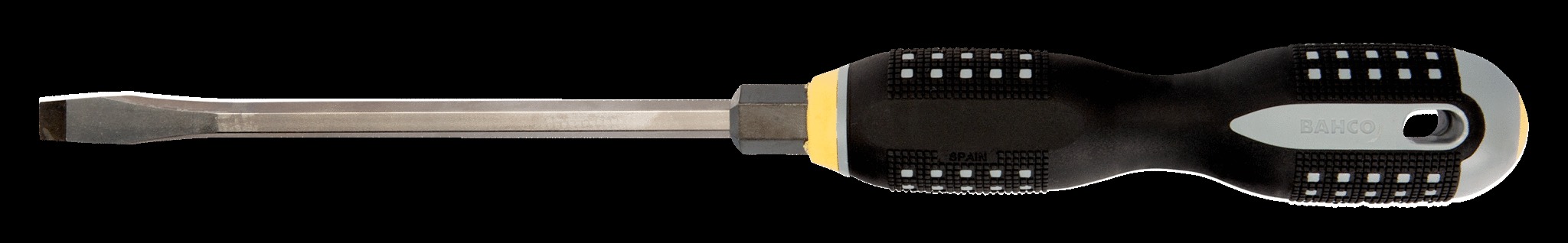Bahco ERGO handled Screwdriver, slotted head, square shank, flat tip, 361mm, blade 200mm, tip 14.0mm. - Image 2