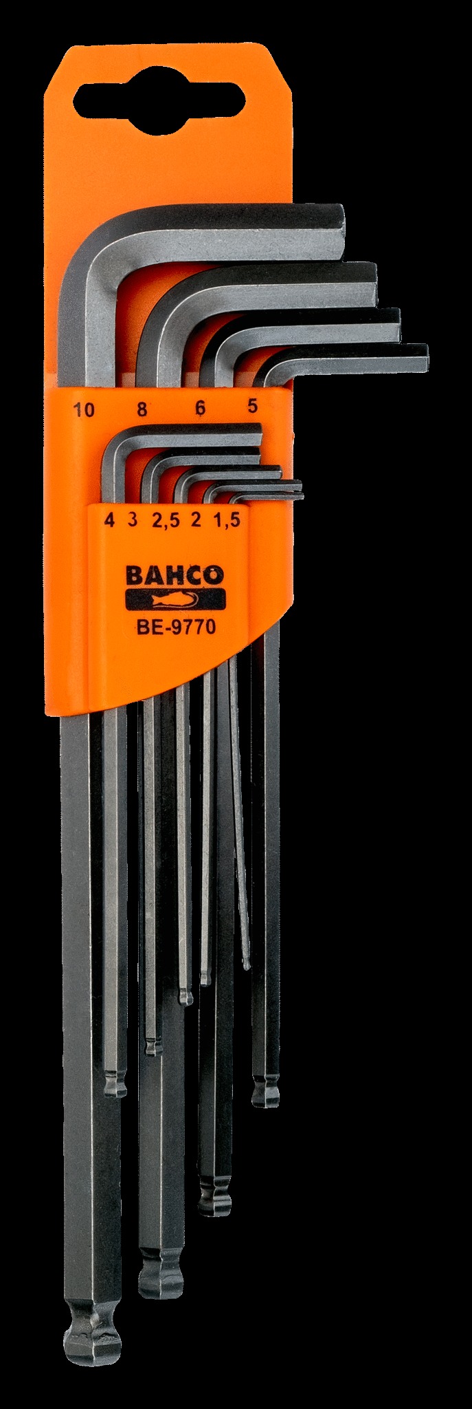 Bahco Metric Long Ball End Hex L-Key Set with Phosphate Finish 1.5 mm-10 mm - 9 Pcs - Image 2