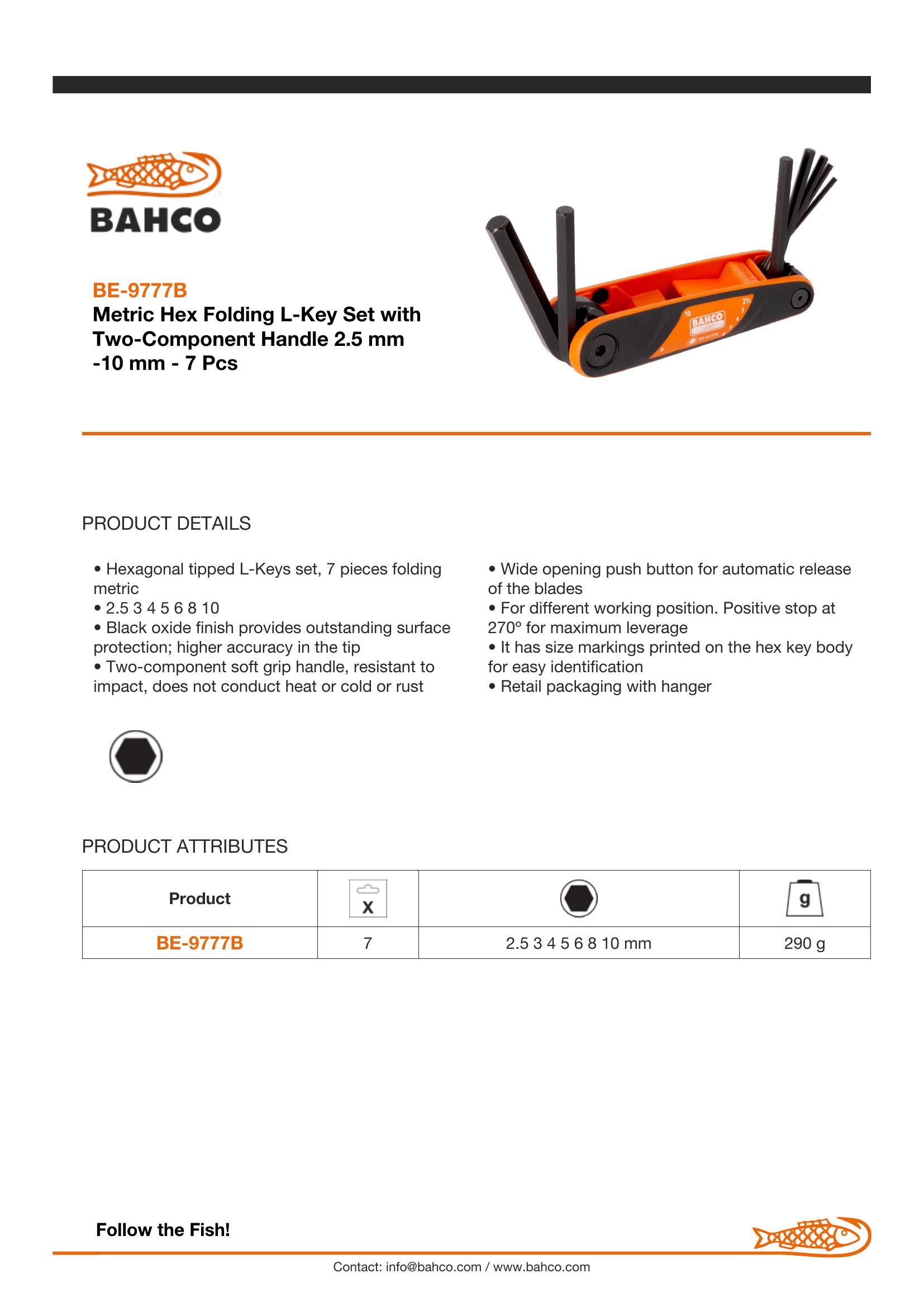 Bahco 7 piece Hex Key Set. Sizes: 2.5, 3, 4, 5, 6, 8 & 10mm - Image 6