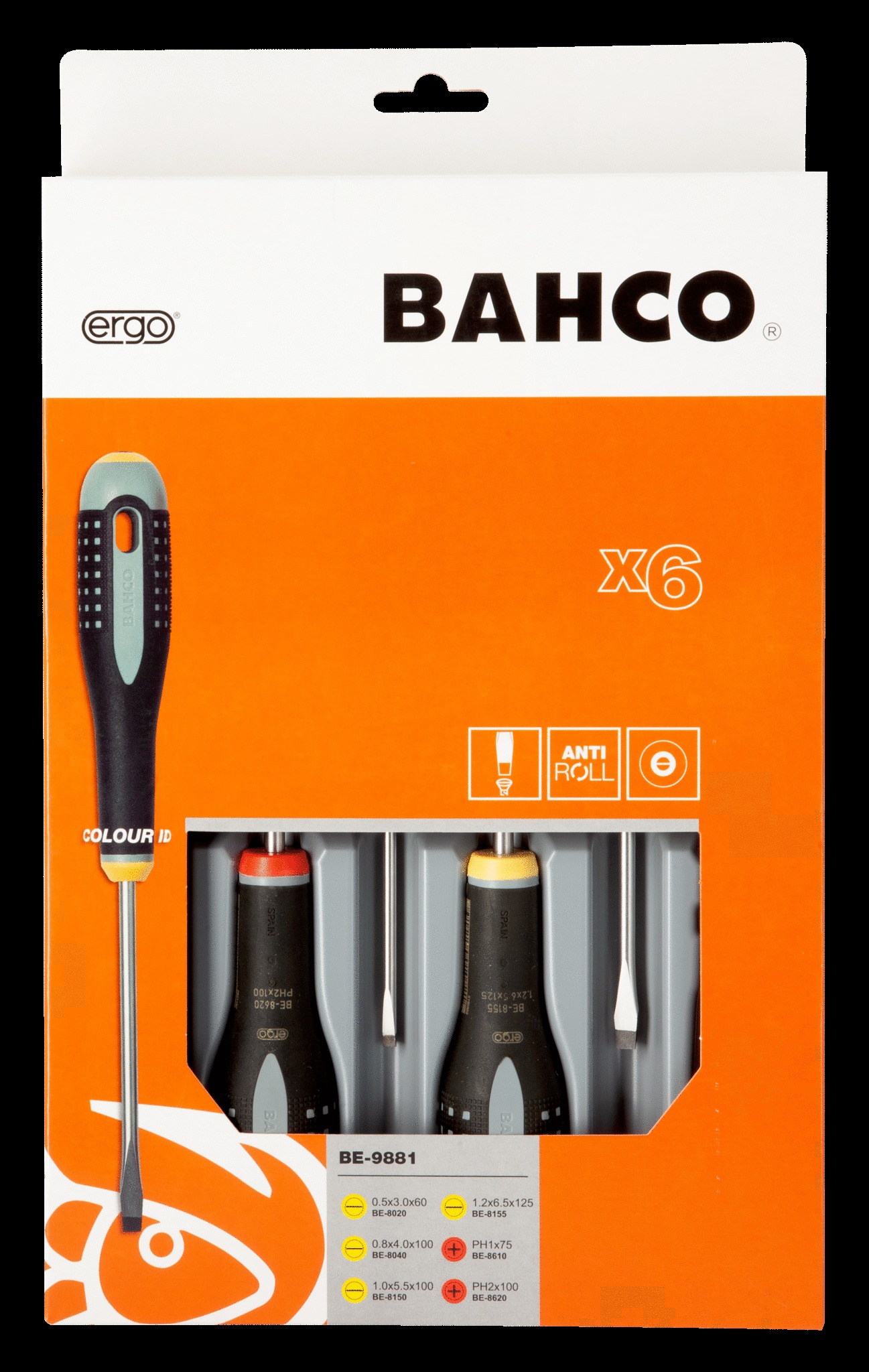 Bahco ERGO handled 6 piece Screwdriver Set. Set contains: 4 Slotted & 2 Phillips Head - Image 4