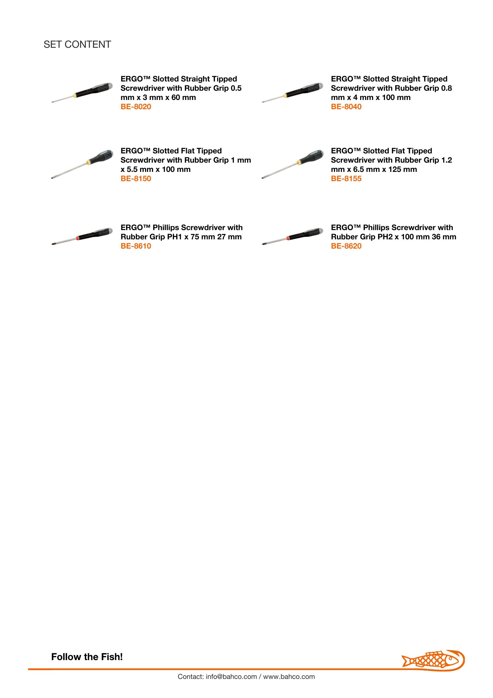 Bahco ERGO handled 6 piece Screwdriver Set. Set contains: 4 Slotted & 2 Phillips Head - Image 6