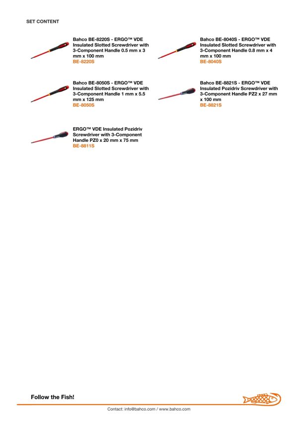 Bahco ERGO handled 5 piece 1000V Screwdriver Set. Set contains:3 x Slotted & 2 x Phillips - Image 6