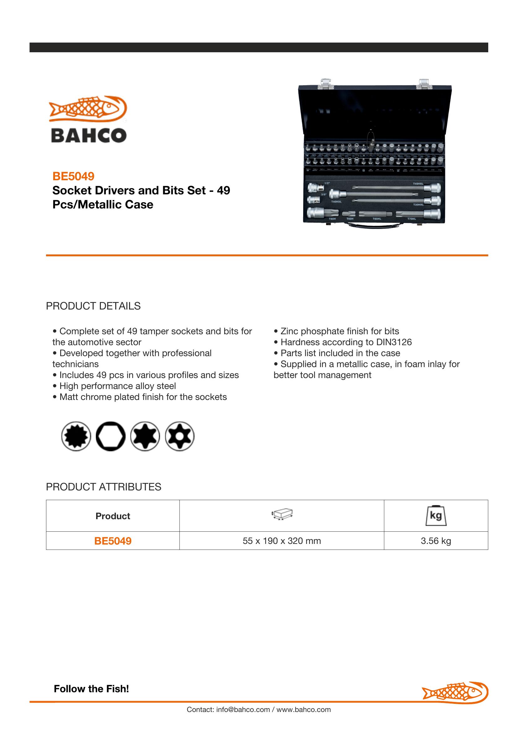 Bahco 49 piece 10mm Socket & Bit Set in various profiles - Image 2