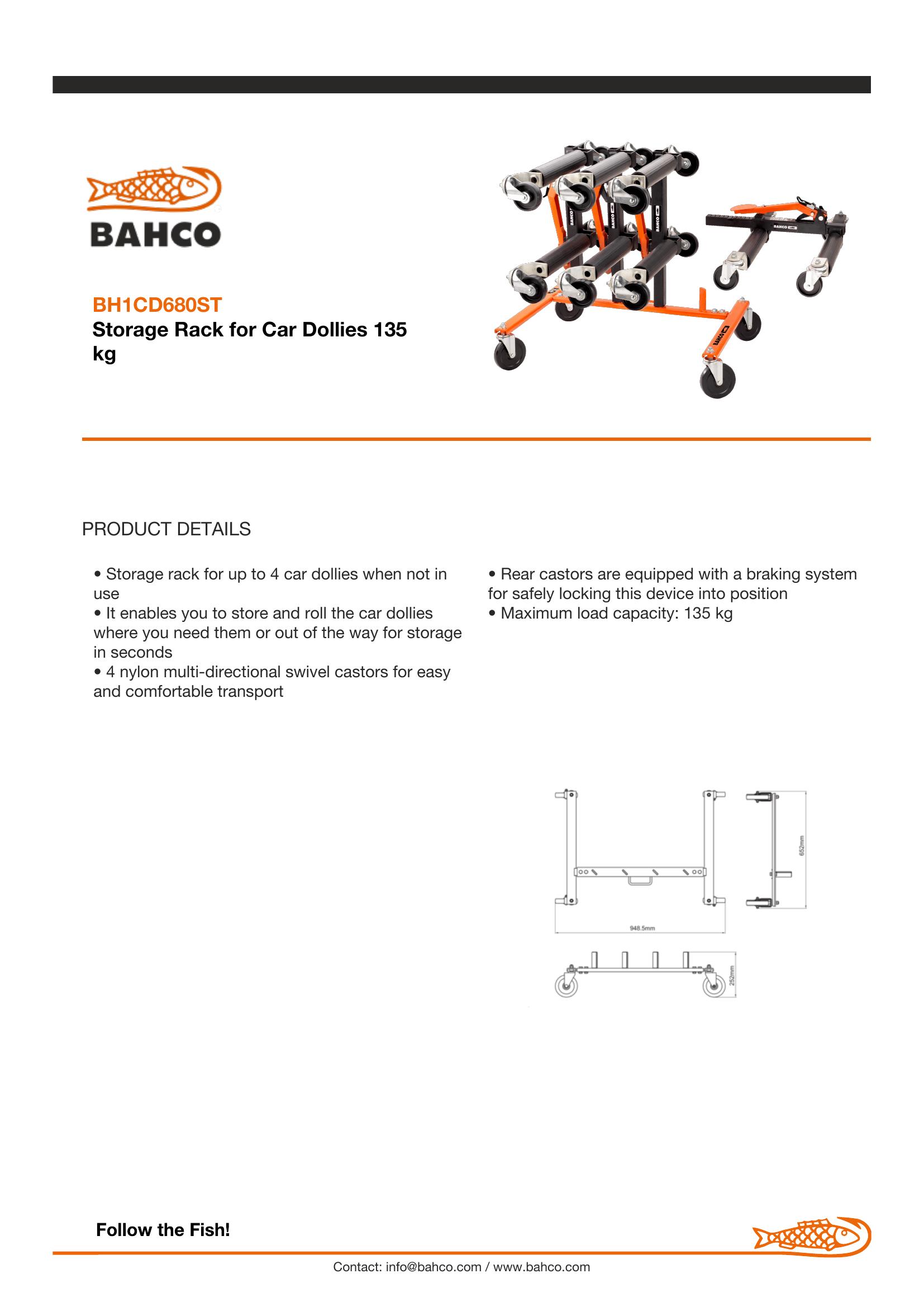 Bahco Car Dolly Stand. For storing up to 4 car dollies - Image 4