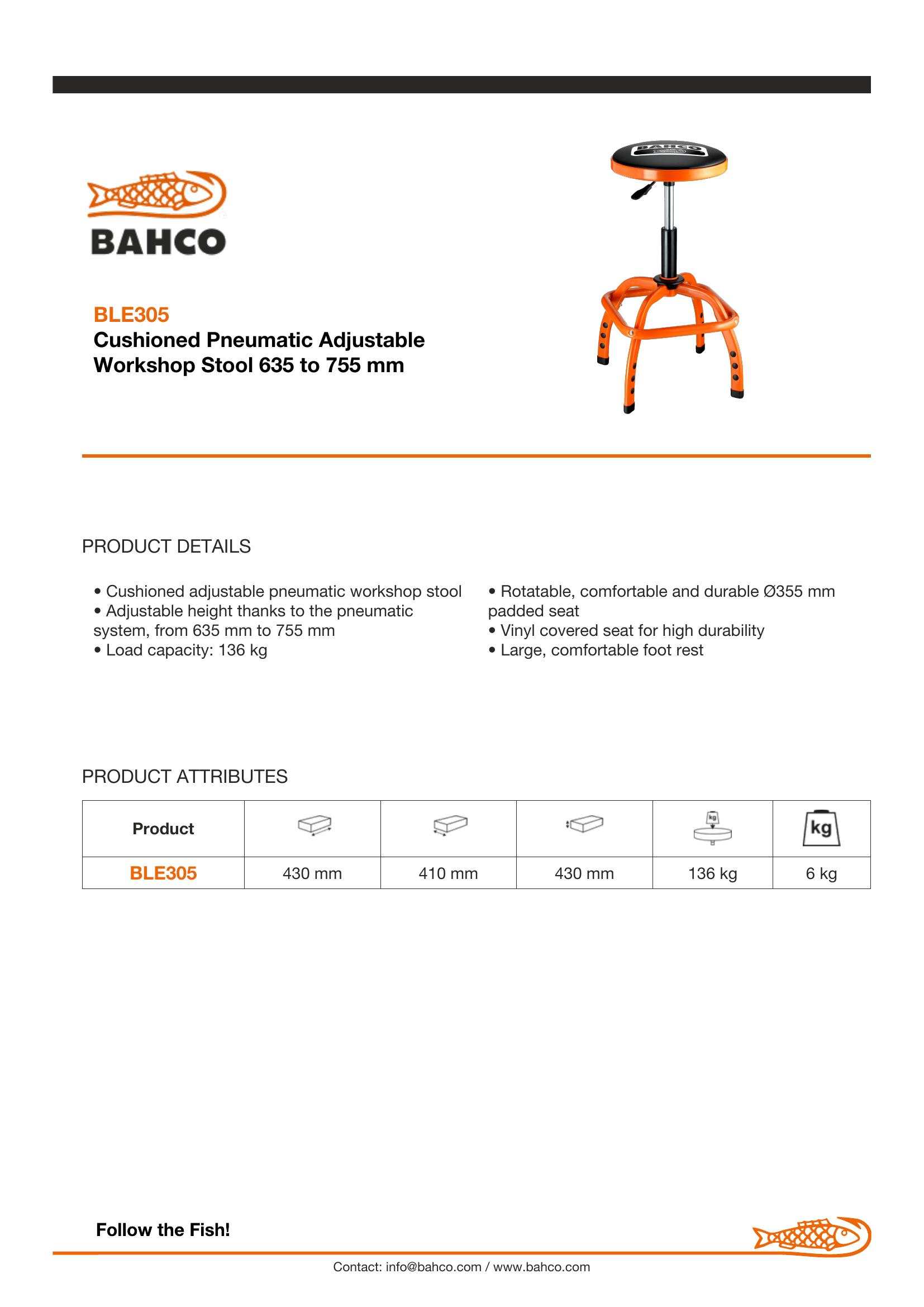 Bahco Pneumatic Swivel Stool - Image 3