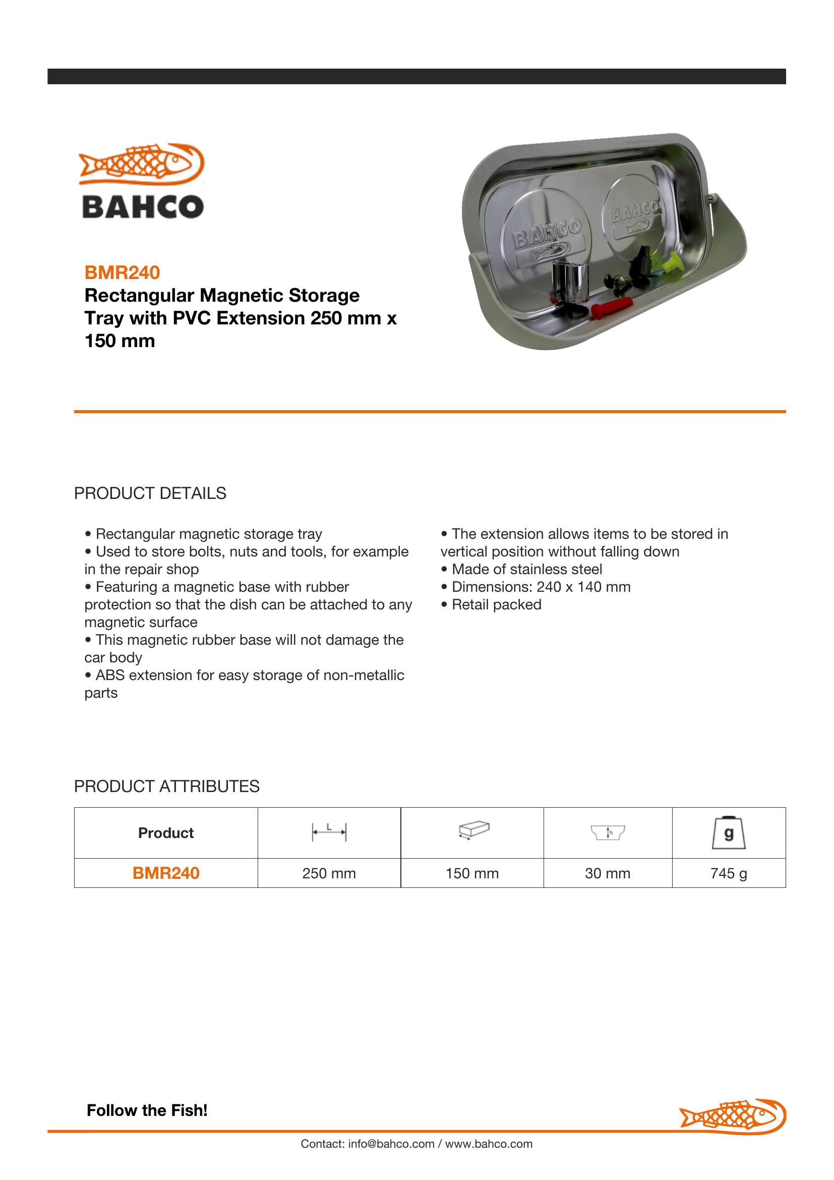 Bahco Rectangular Magnetic Storage Tray with PVC Extension 250 mm x 150 mm - Image 4